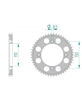 AFAM ALU REAR SPROCKET GREY HARD ANODIZED GROOVED 11111-55