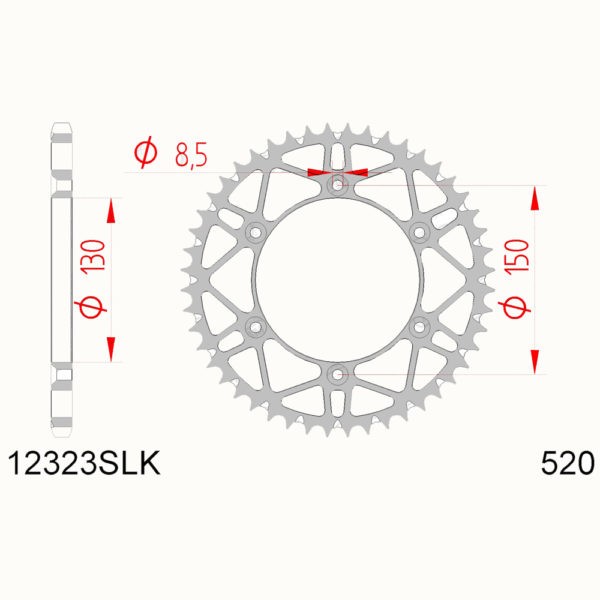 AFAM REAR SPROCKET STEEL SUPERLIGHT 700gr GROOVED 12323SLK-50