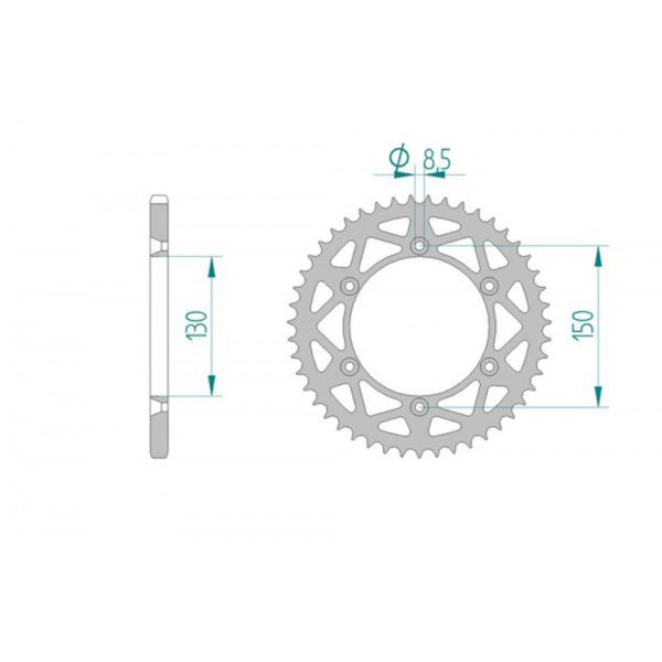 AFAM ALU REAR SPROCKET GREY HARD ANODIZED GROOVED 13323-52