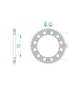 AFAM ALU REAR SPROCKET GREY HARD ANODIZED GROOVED 13508-48