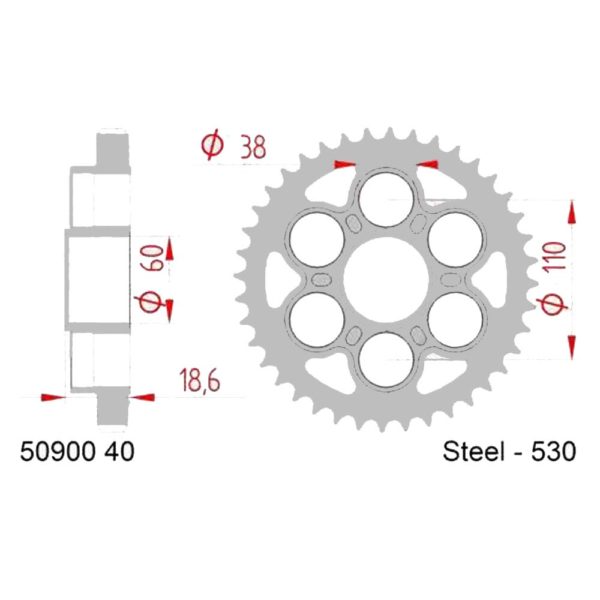 2115-40 SPROCKET REAR AFAM 50900 ** 530 CHAIN