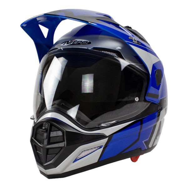 Helmet Nitro MX670 Podium Adventure DVS Blk/Blue/Sil Pin lock ready L - 60 - Image 2