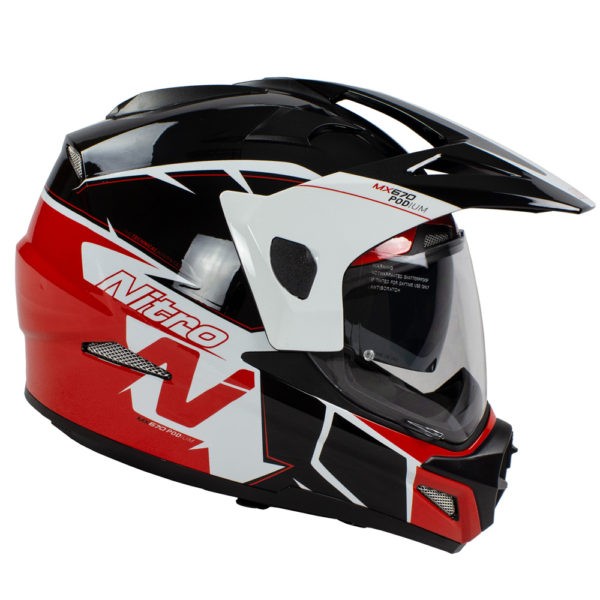Helmet Nitro MX670 Podium Adventure DVS Wite/Blk/Red Pin lock ready M - 58 - Image 4
