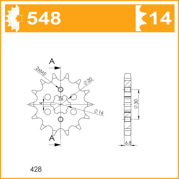 548-14 SPROCKET FRONT  21207 AFAM/SUPERSPROX