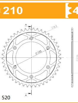 2043-45 SPROCKET REAR JT 210 AFAM 10212-45