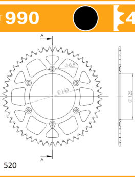 Sprockets Supersprox Alloy MX  Ral-990:48-Blk