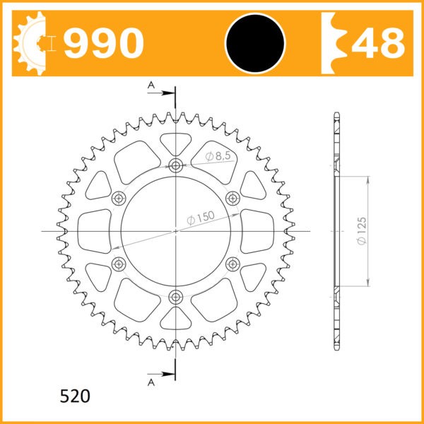 Sprockets Supersprox Alloy MX  Ral-990:48-Blk