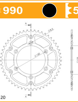 Sprockets Supersprox Stealth  Rst-990:50-Blk