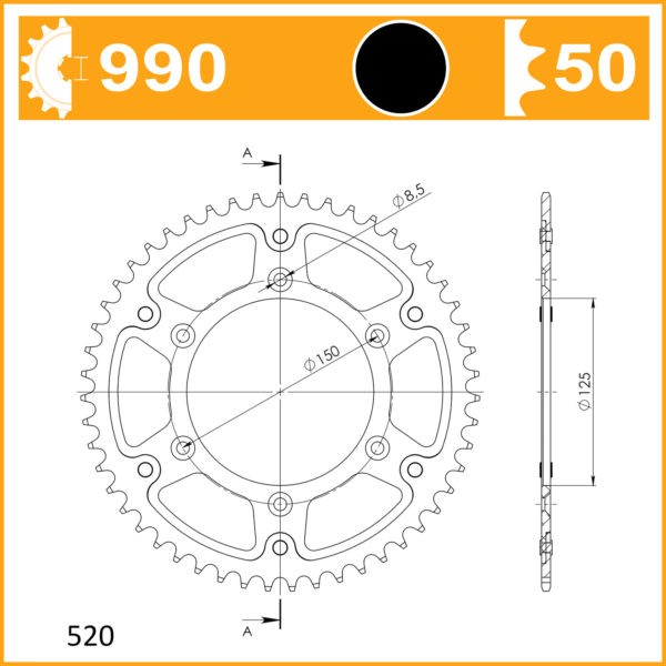 Sprockets Supersprox Stealth  Rst-990:50-Blk