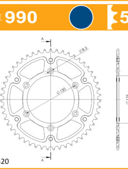 Sprockets Supersprox Stealth  Rst-990:50-Blu