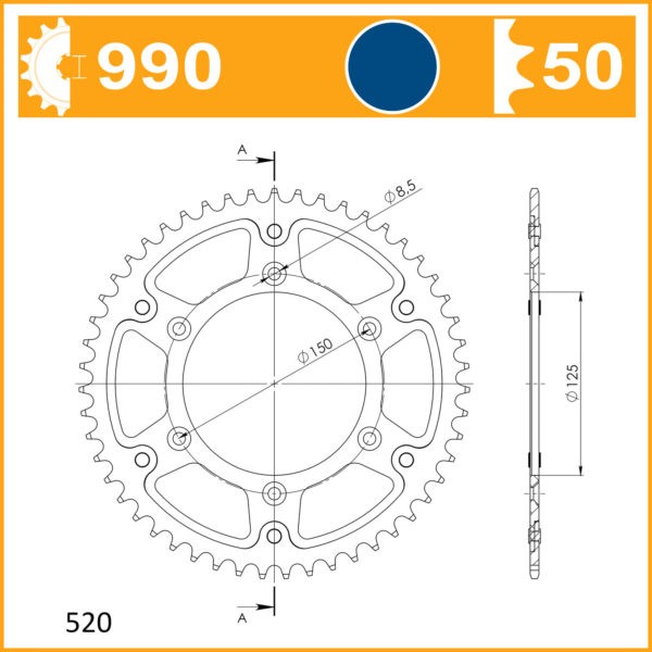Sprockets Supersprox Stealth  Rst-990:50-Blu