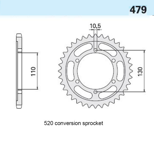 Sprocket Rear 479-43EMD 7075T6 Alloy 520 conversion