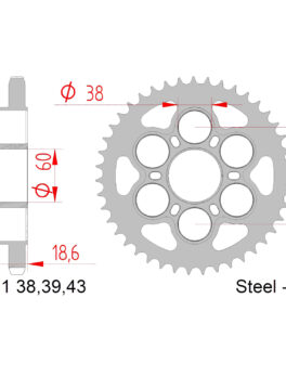 Sprocket Rear CHT 2115 AFAM 50801 SuperSprox RST-737-525-38-SLV  For 525 CHAIN
