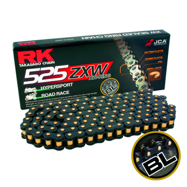CHAIN RK BL525ZXW-124 BLACK SCALE - PREMIUM X-RING