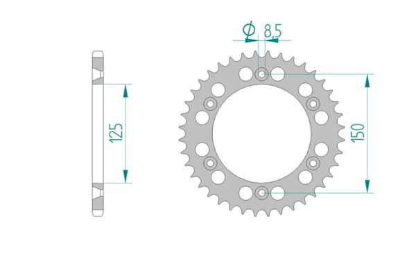 Sprocket Rear RK-B4403-42 JTR897 Afam 71304