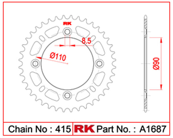 Sprocket Rear RK A1687-40 AFAM 14100-40