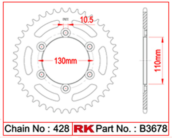 Sprocket Rear RK B3678-56 JTR 1494-56 AFAM 16212-56