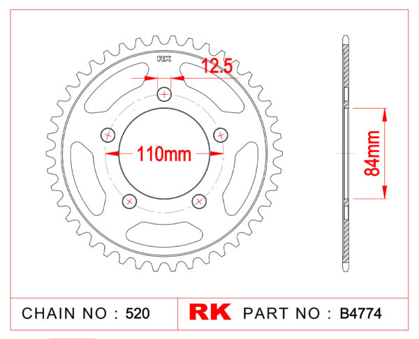 Sprocket Rear RK B4774-41 JTR 1225-41