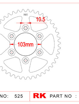 Sprocket Rear RK-B5782-43  JTR-765-43  AFAM-50807 For 525 CHAIN