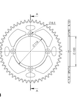 SuperSprox Rear Alloy MX RAL-462-50 Black (428)