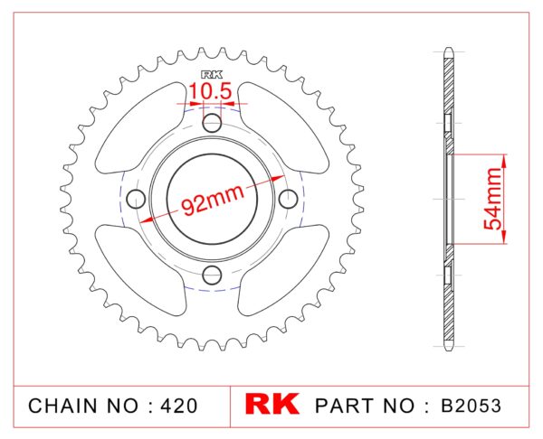 Sprocket Rear RK-B2053-47 JTR1078 Afam 12112