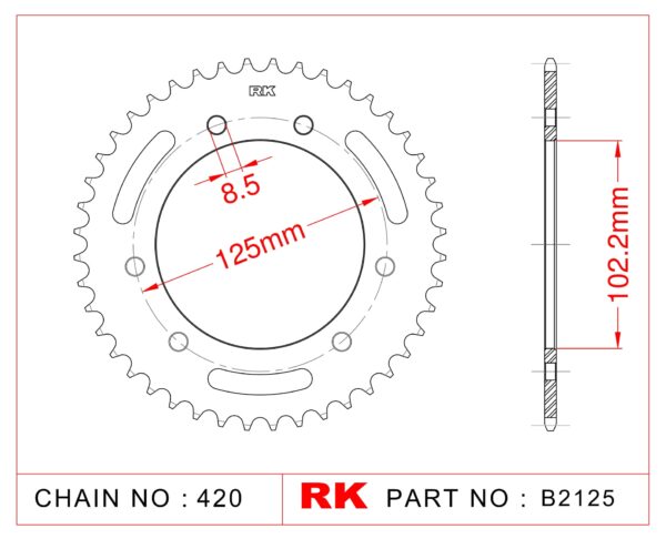 Sprocket Rear RK-B2125-53 JTR1132 Afam 41100