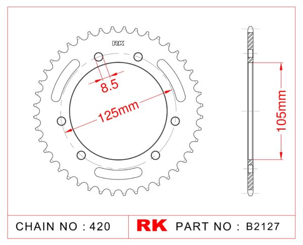 Sprocket Rear RK-B2127-53 JTR1131 Afam 47103