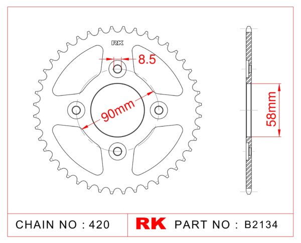 Sprocket Rear RK-B2134-35 JTR212 Afam 10117