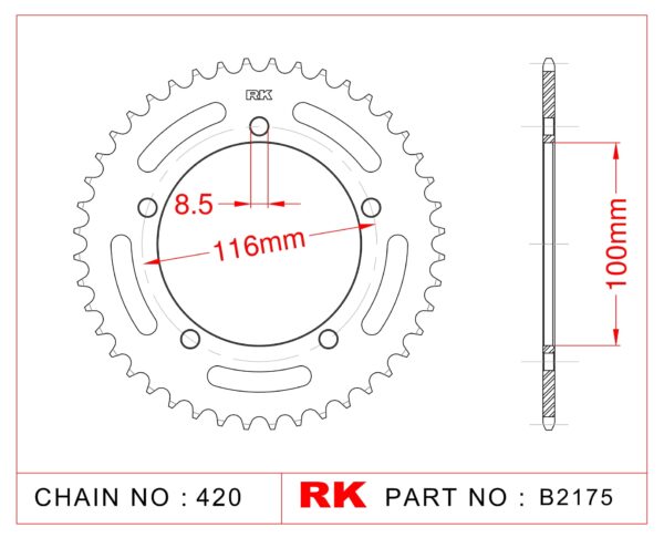 Sprocket Rear RK-B2175-44 JTR464 Afam 17100