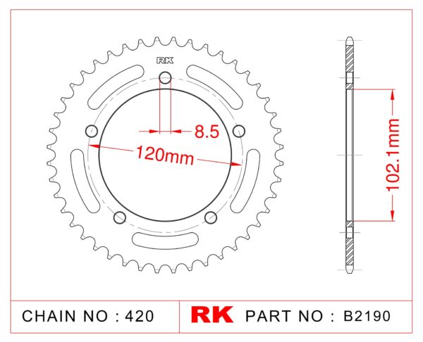 Sprocket Rear RK-B2190-47 JTR23 Afam 35104