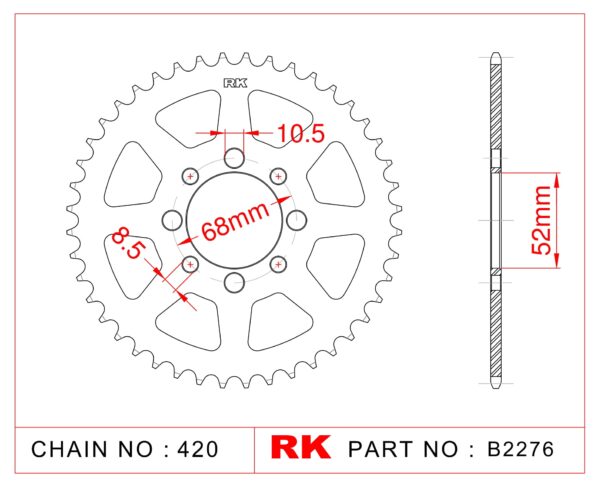 Sprocket Rear RK-B2276-49 JTR801 Afam 14100