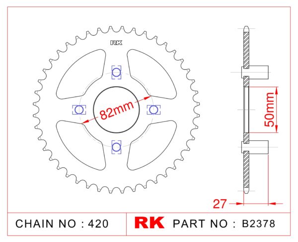 Sprocket Rear RK-B2378-38 JTR256 Afam 10106