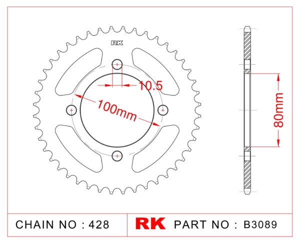 Sprocket Rear RK-B3089-45 JTR1794 Afam 14213
