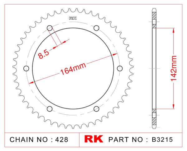 Sprocket Rear RK-B3215-52 JTR1067 AFAM 65200
