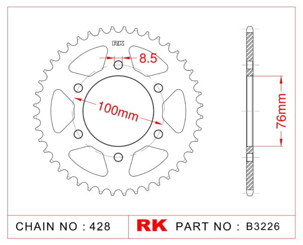Sprocket Rear RK-B3226-48 JTR1844 Afam 12227