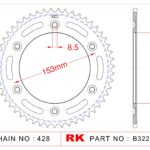 Sprocket Rear RK-B3228-54 JTR1258 Afam 10228