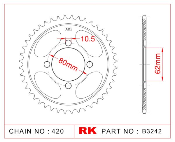 Sprocket Rear RK B3242-49 JTR1843 Afam 12224