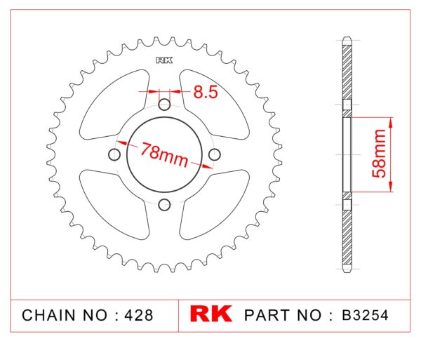 Sprocket Rear RK-B3254-48 JTR810 Afam 14201