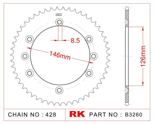 Sprocket Rear RK-B3260-50 JTR805 Afam 14202