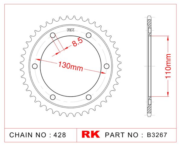 Sprocket Rear RK-B3267-46 JTR1870 Afam 12216