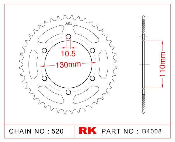 Sprocket Rear RK-B4008-47 JTR486 Afam 16500