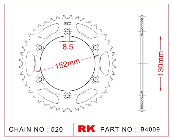 Sprocket Rear RK-B4009-46 JTR8 JTR706  Afam 36400