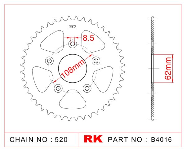 Sprocket Rear RK-B4016-40 JTR701 Afam 44203