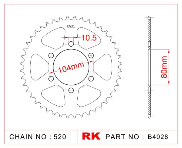 Sprocket Rear RK-B4028-38 JTR478 Afam 16403