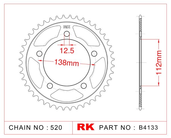 Sprocket Rear RK-B4133-41 JTR1316 Afam 10627