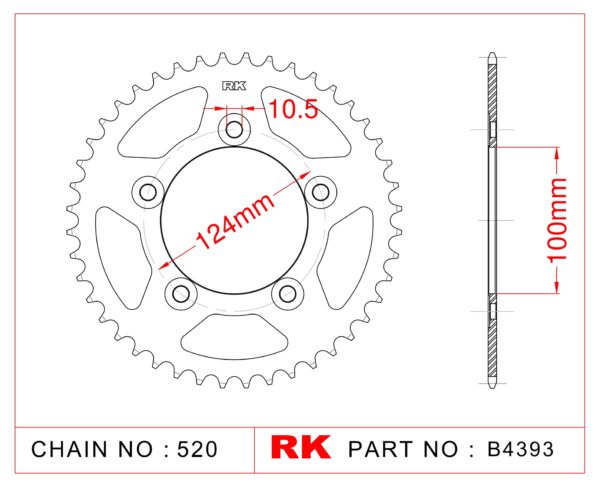 Sprocket Rear RK-B4393-46 JTR746 Afam 50613