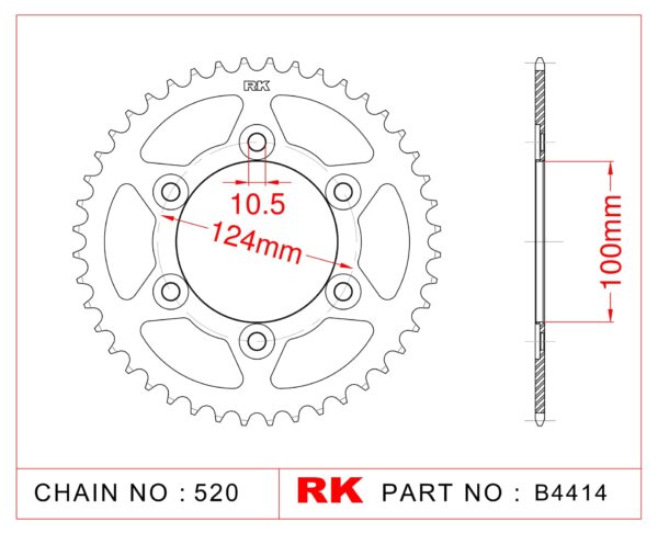 Sprocket Rear RK-B4414-46 JTR735 Afam 50602
