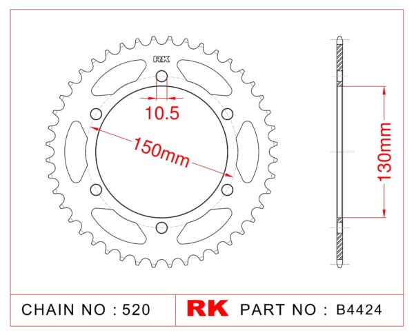 Sprocket Rear RK-B4424-46 JTR245/3 or JTR305 Afam 12604 10.5mm mount holes