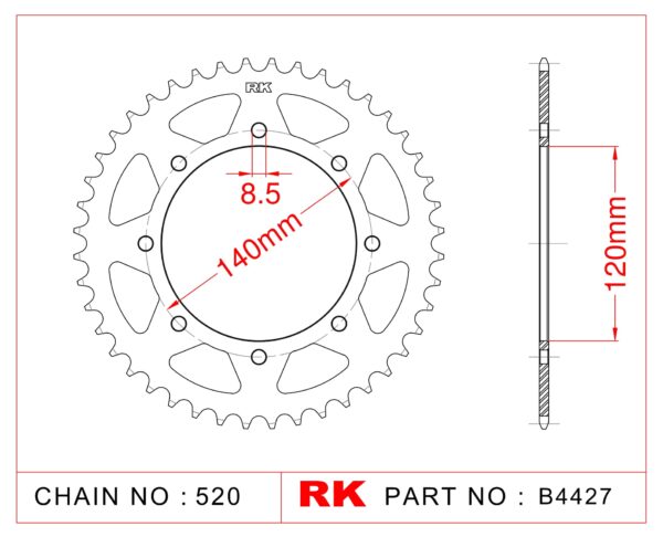 Sprocket Rear RK-B4427-47 JTR487 Afam 16600