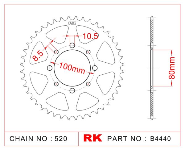 Sprocket Rear RK-B4440-39 JTR8192 Afam 14312